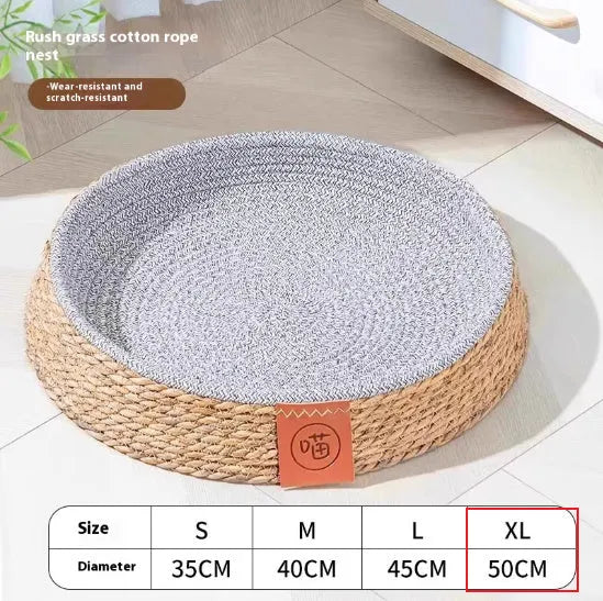 Natural rattan woven cat nest in four different sizes for indoor pet sleeping