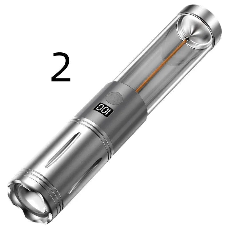 Portable rechargeable LED camping lantern with Type-C charging, telescopic zoom and tungsten wire style