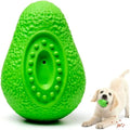 Green natural rubber indestructible dog chew toy shaped like an avocado.