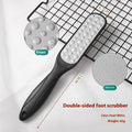 Stainless steel double-sided foot grinder with removable sandpaper foot gear.