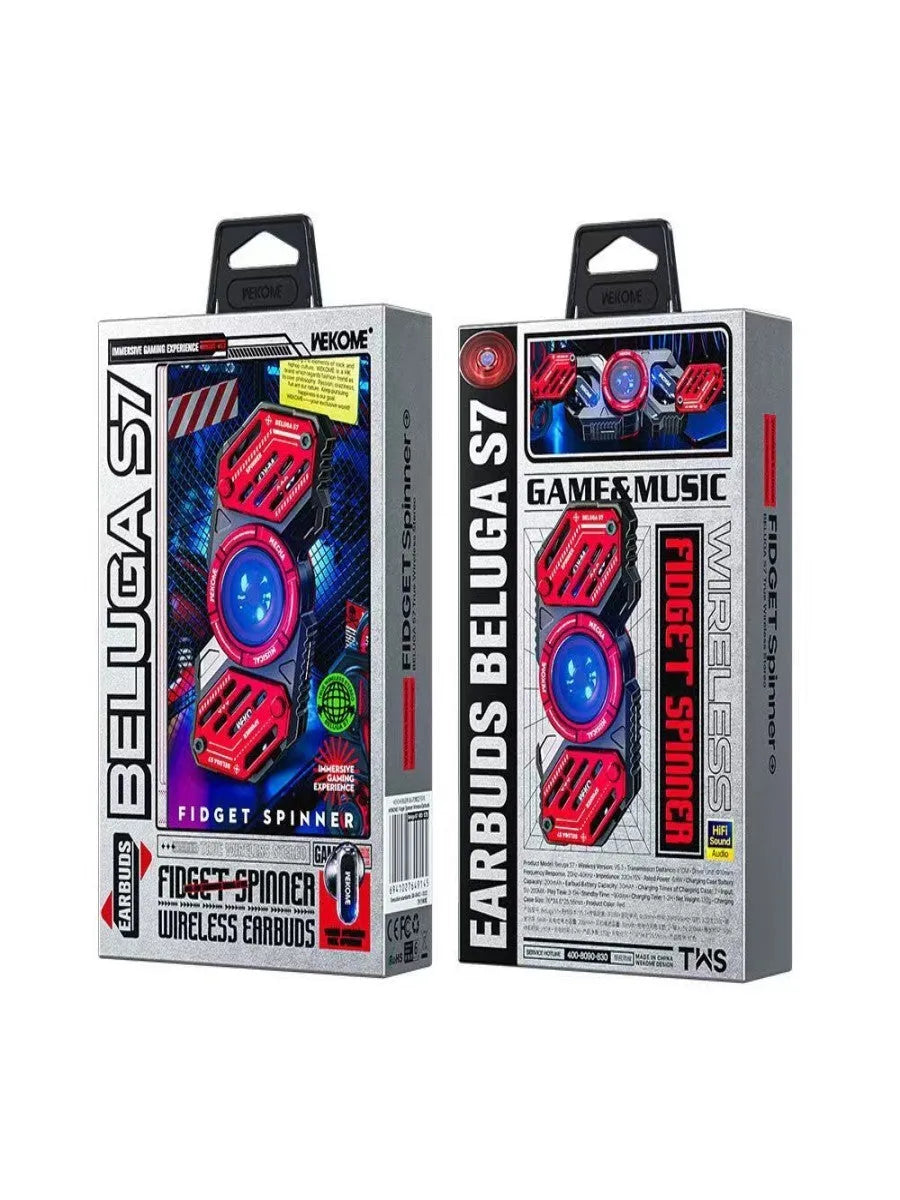 Zinc alloy Bluetooth earphones S7 in red with noise reduction and subwoofer stereo