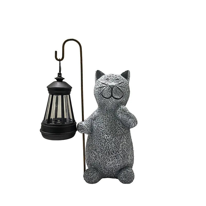 Solar garden lamp with kitten lifting lamp design for outdoor decorative lighting