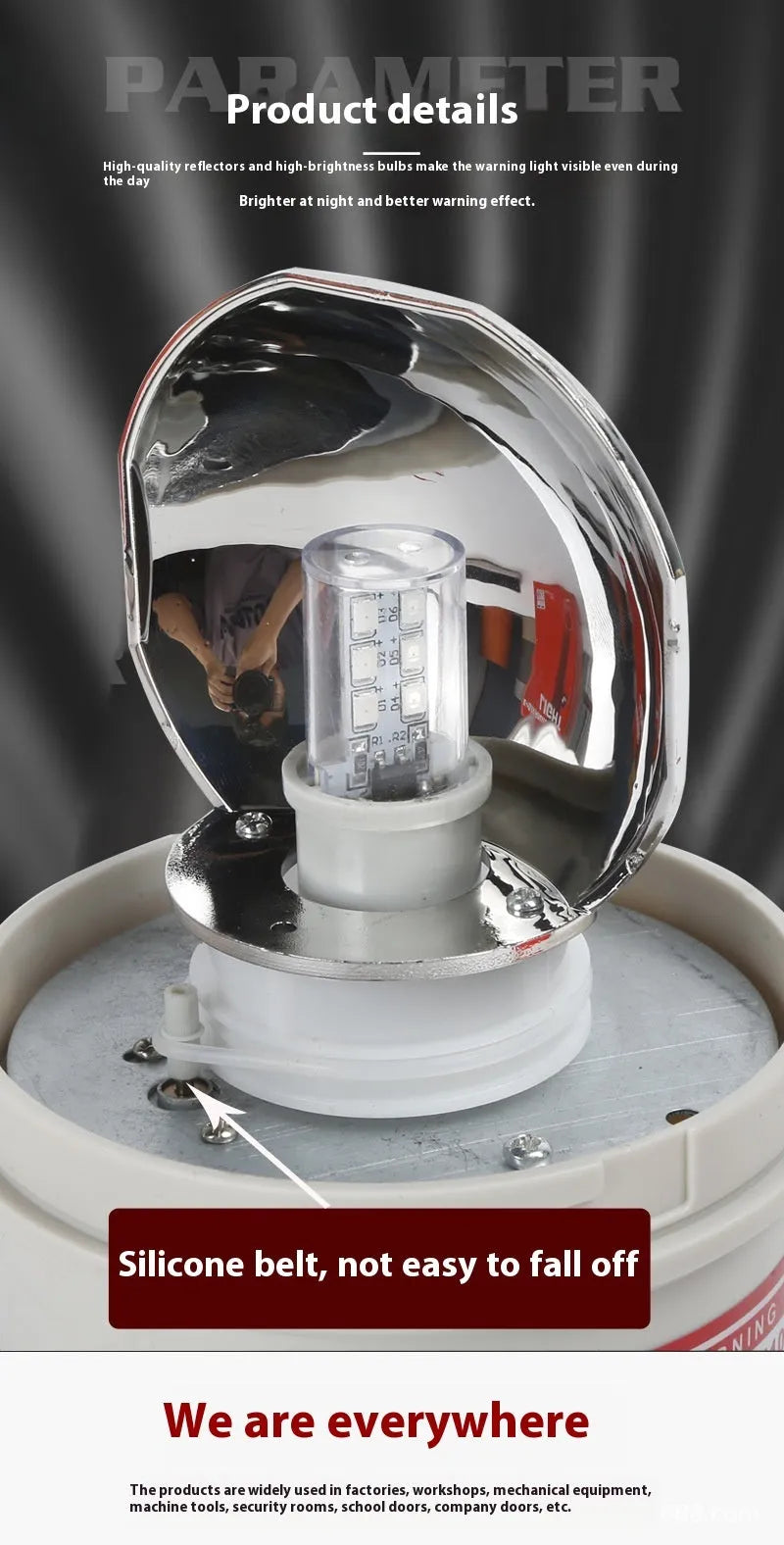 LTE-1101J industrial warning light with rotating alarm in red yellow green colours