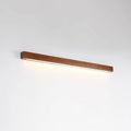 Walnut-coloured minimalist log strip wall lamp with wood and acrylic construction in three length options