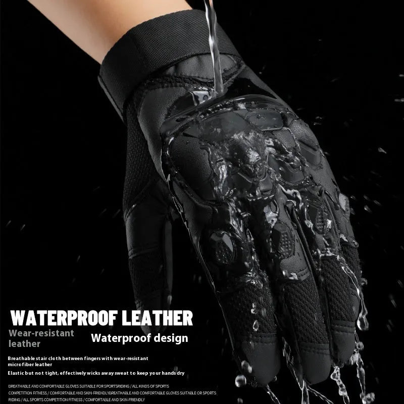 Men's black tactical training gloves with touch screen fingertips and breathable fabric construction