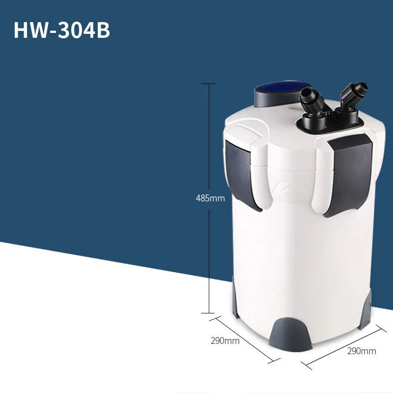 HW-304B external canister filter with UV lamp for aquarium water purification, 525 GPH, 200 gallon