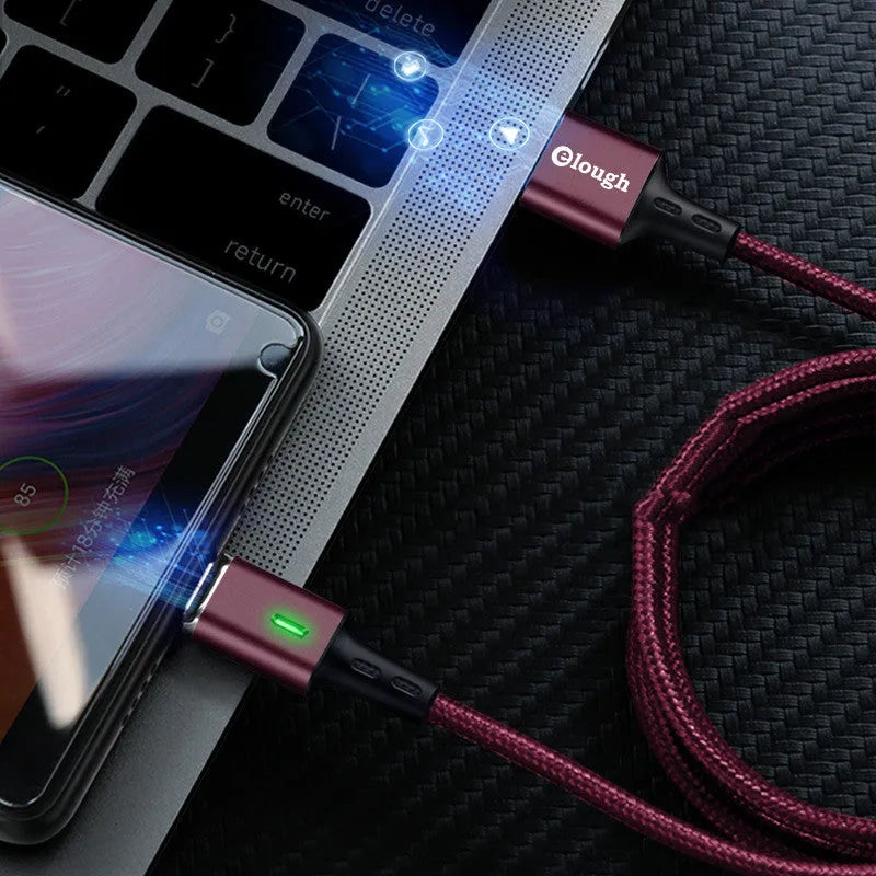 Elough Estar 3-in-1 magnetic charging cable, 1m nylon braided, black blue red, Android Apple Type-C