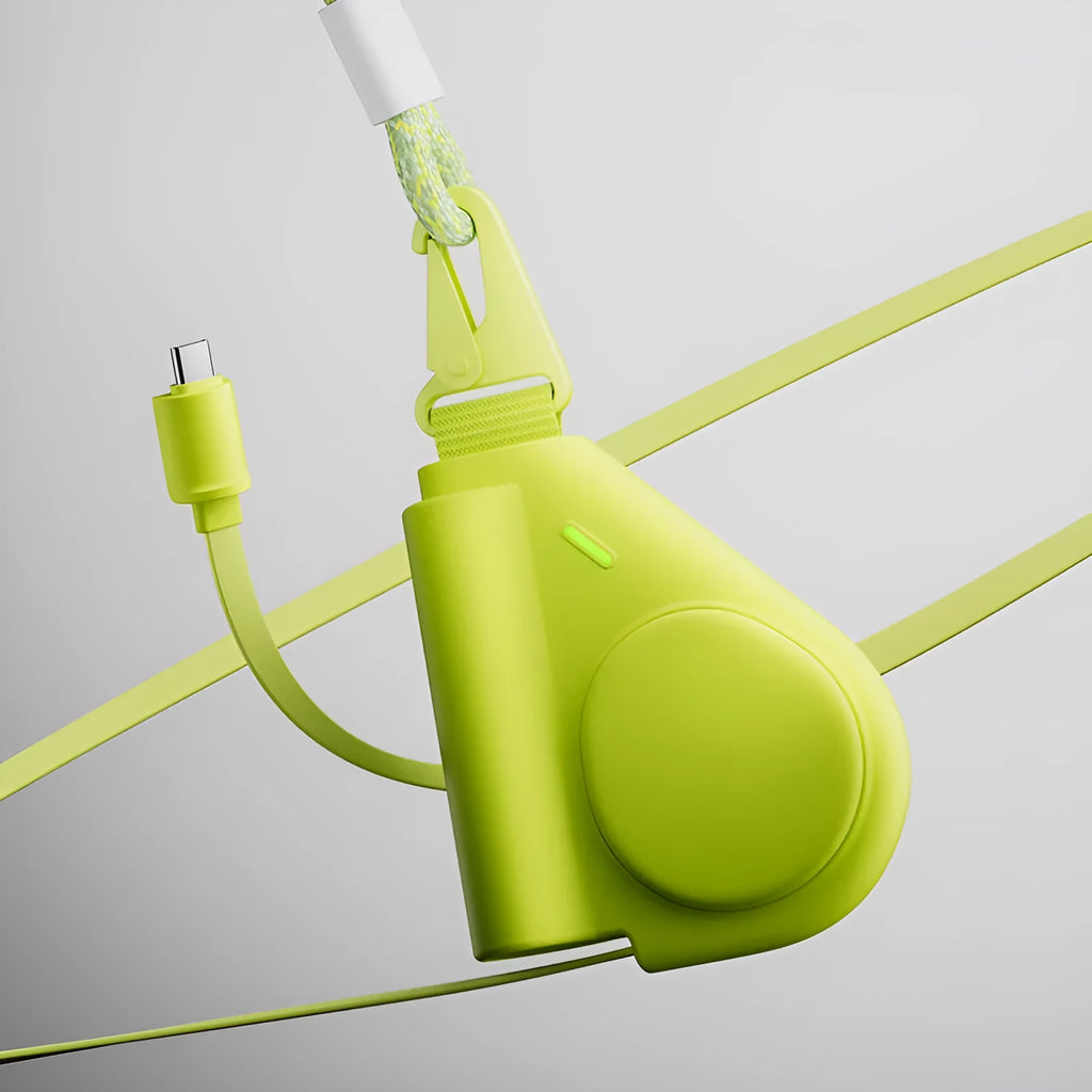 Power bank 5000 MA flexible wire PD20W fast charge green Type-C interface fireproof PC ABS shell