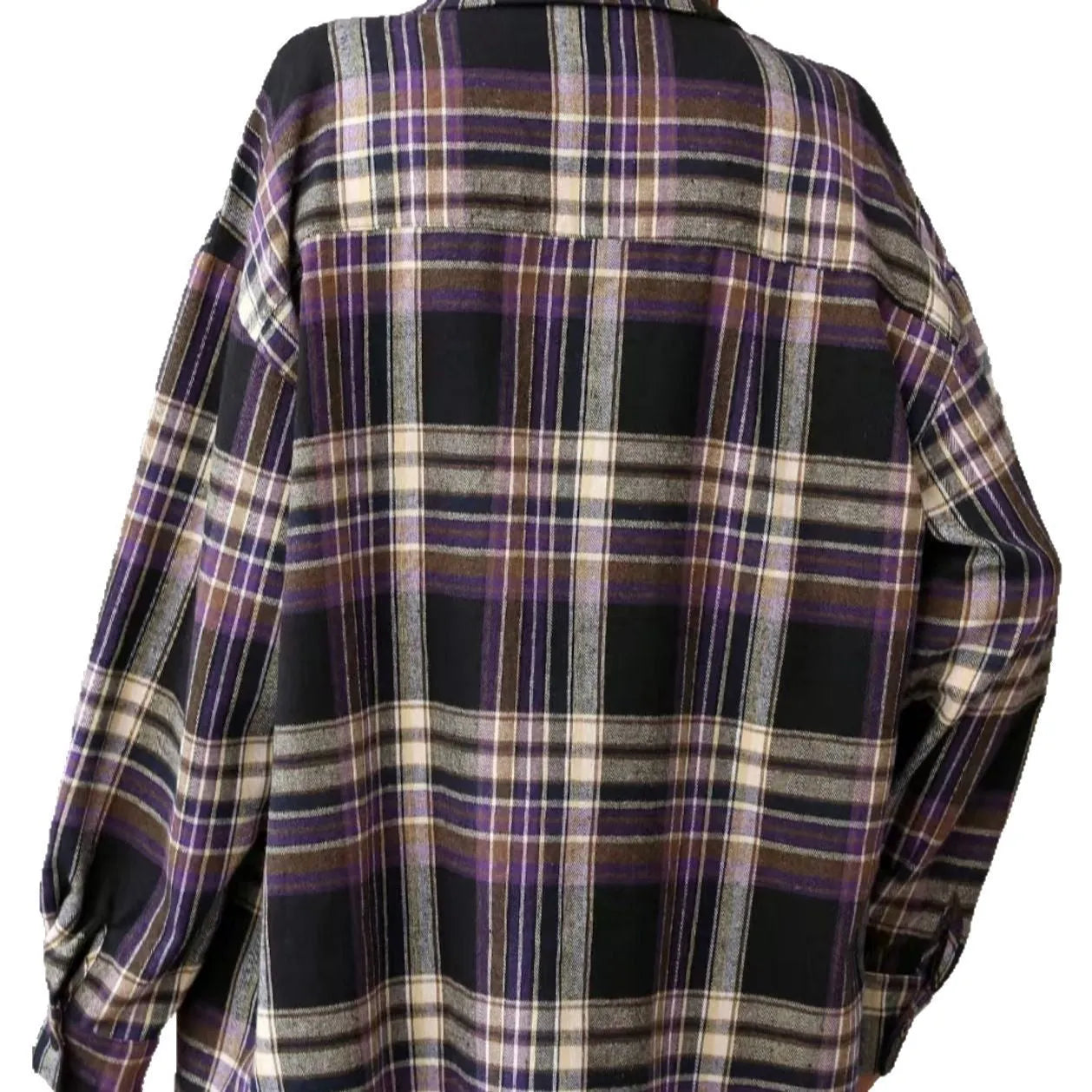 Women's loose fit cotton plaid shirt with retro styling in three colour options
