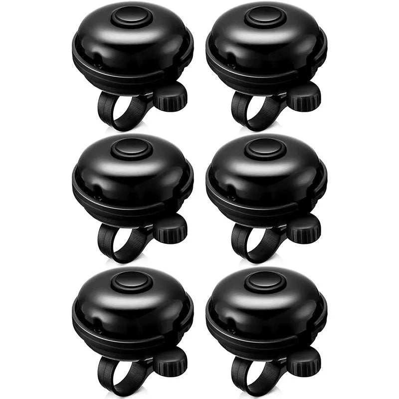 Black 58mm bicycle bell with mountain bike mounting fixture for handlebars