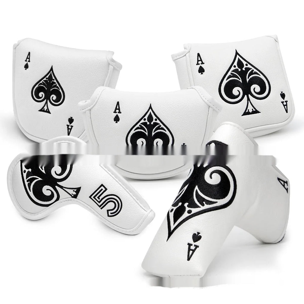 Flexible PU golf putter sleeve protector shown in one of three available colours.