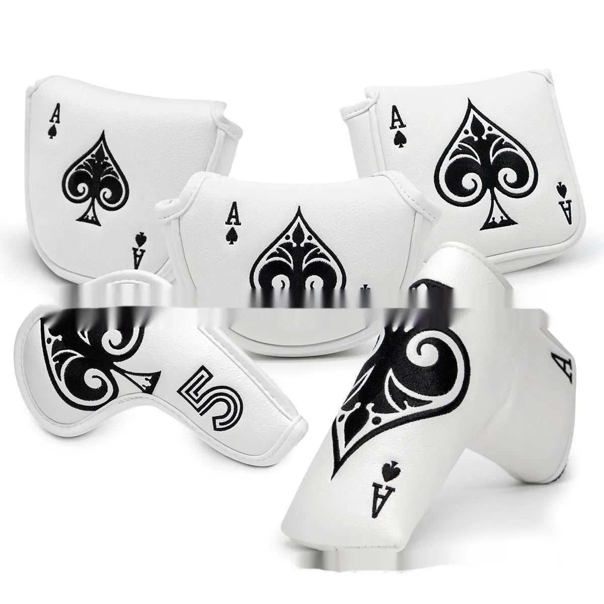 Flexible PU golf putter sleeve protector shown in one of three available colours.