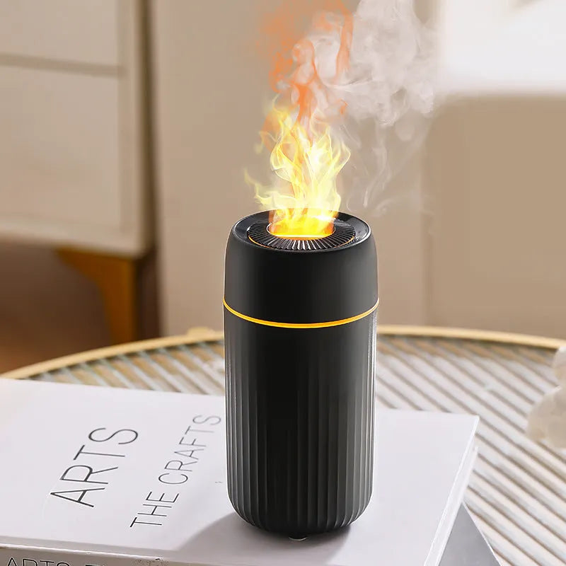 Car flame aroma diffuser with compact 70mm design for vehicle cup holders
