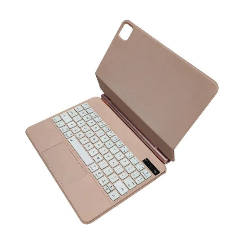 11-inch magnetic Bluetooth keyboard case for iPad in black, white, pink, purple, and blue colour options.