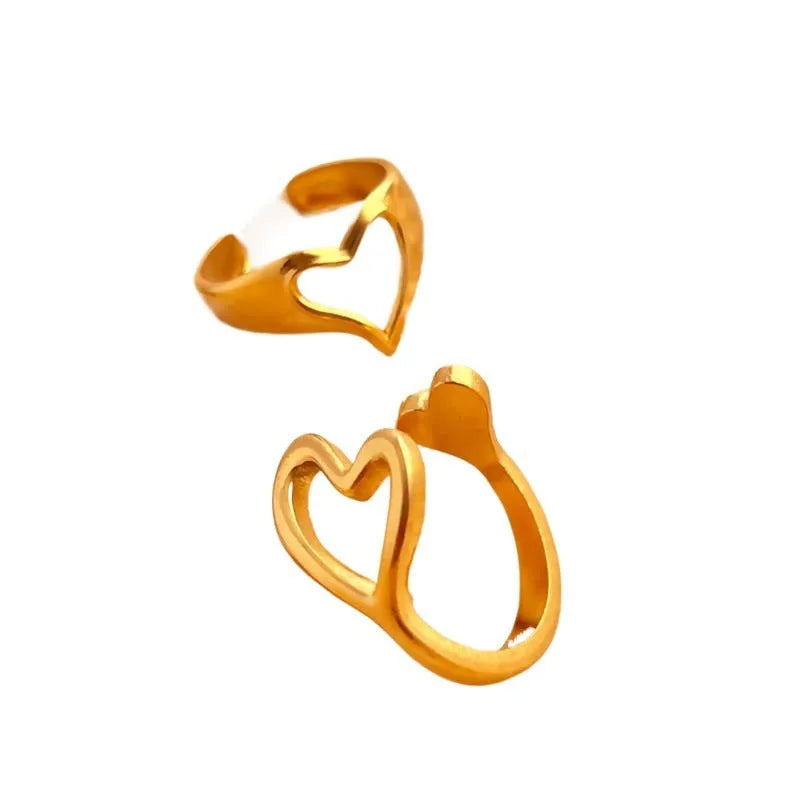 Retro love heart ring stainless steel 18K gold plated, heart shape, unisex style JZ-YS394