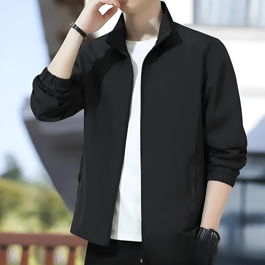 Korean style loose men's casual jacket with zipper pockets in black colour