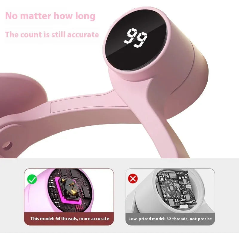 Pink pelvic floor muscle trainer with rubber-coated 3-gear resistance for home postpartum leg slimming