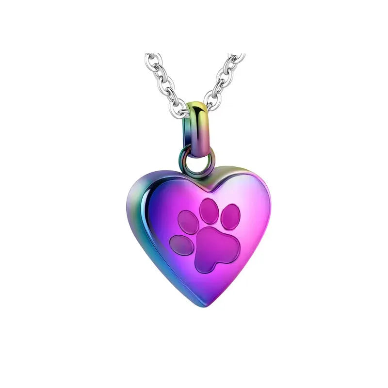 Simple titanium steel heart pendant necklace that opens, shown in multiple colour finishes.