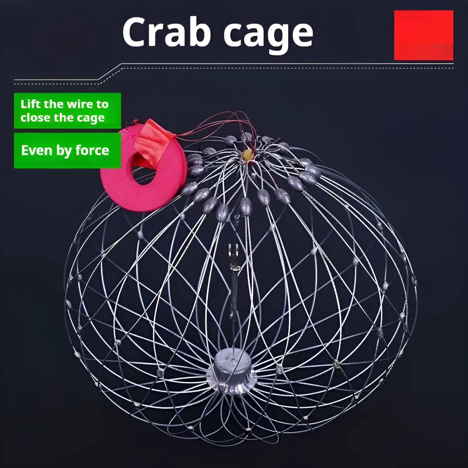 Stainless steel wire automatic opening closing crab net 52cm diameter 20 steel wires for blue crab catching