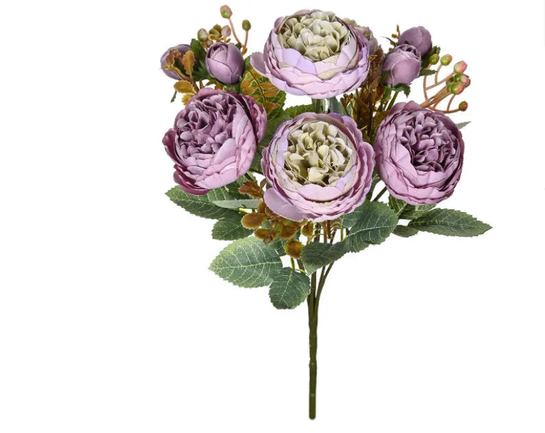 Artificial silk peony flower bouquet in champagne colour for home and wedding decoration