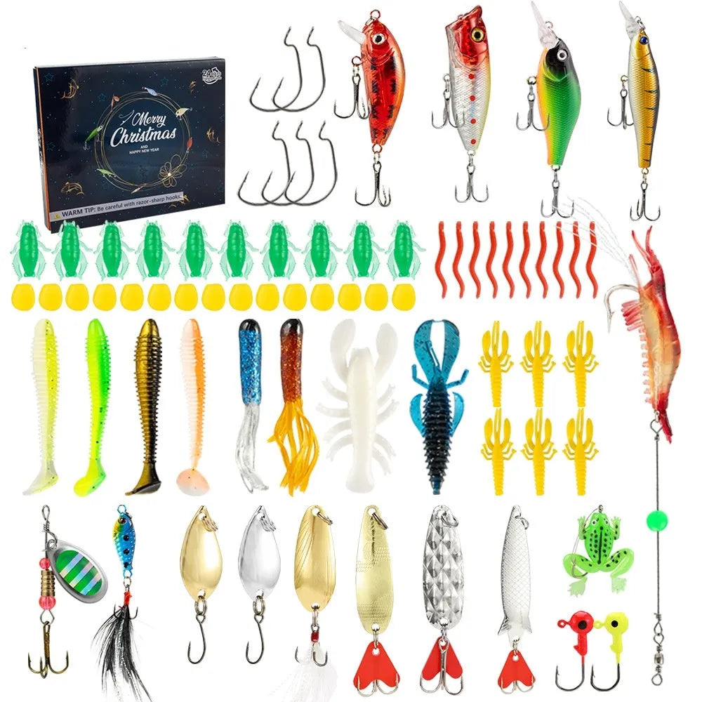 24-piece metal Christmas mino bog fishing lure set in 01 style colour.