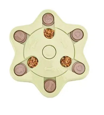 Dog eating interactive stuffy toy slow feed bowl in blue thickened PP non-slip bottom claw style