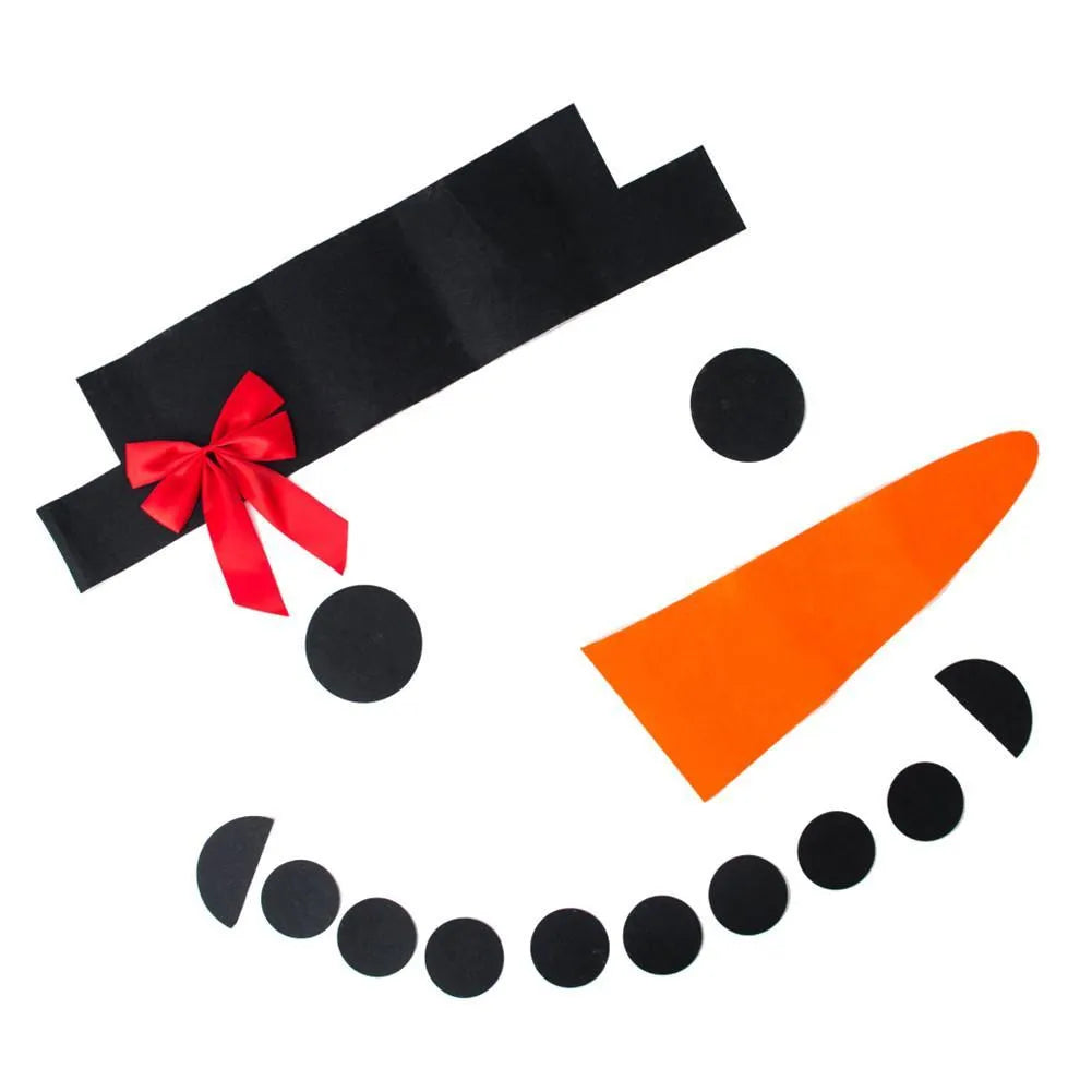 DIY Christmas snowman decoration set non-woven craft kit with hat bow and rounds on white background