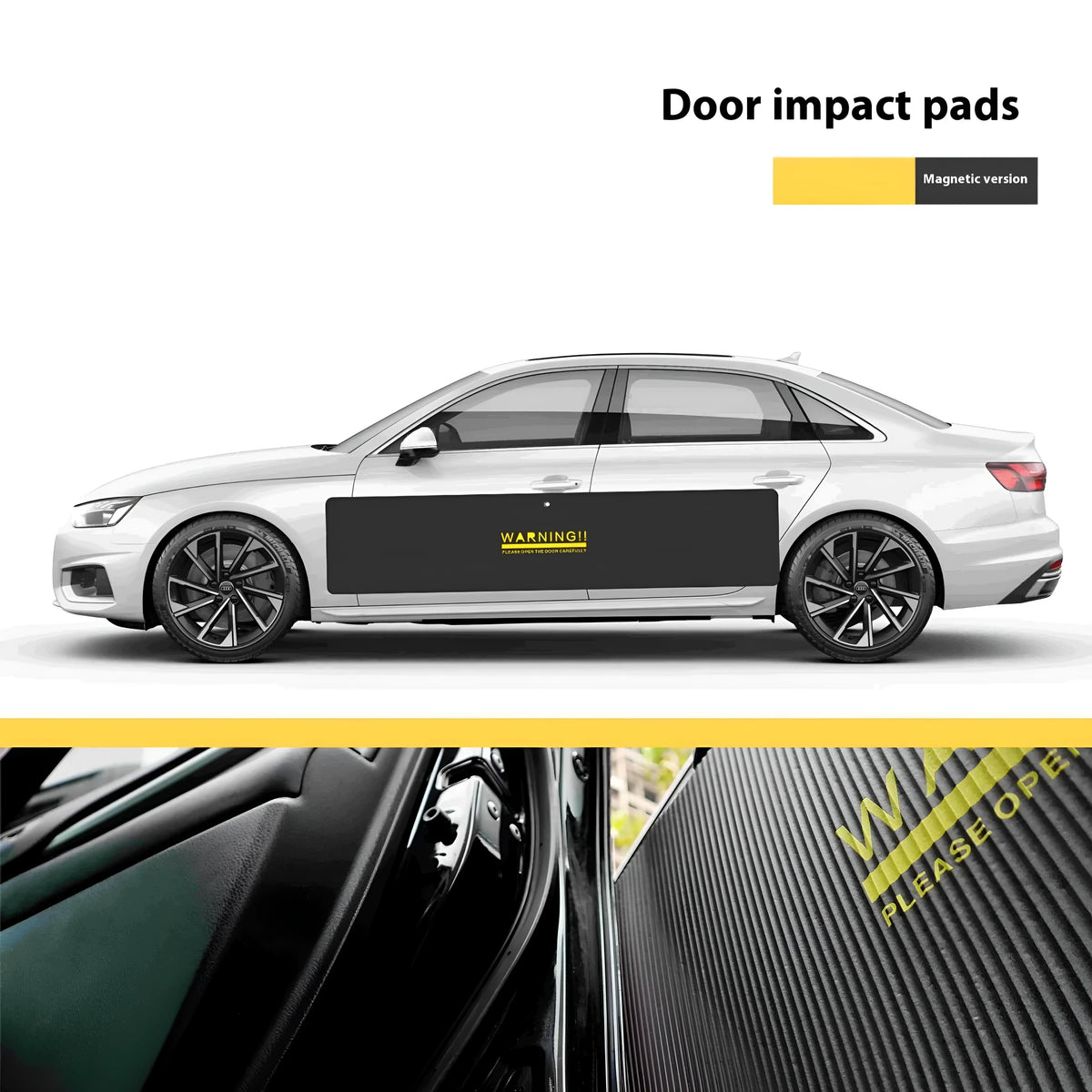 Black magnetic anti-collision parking sticker made of NBR foam, 1.6m and 1.9m lengths, 40cm width, for garage wall protection.