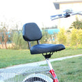 Black mountain bike saddle with front cushion support, compact 25 cm size, on a bicycle