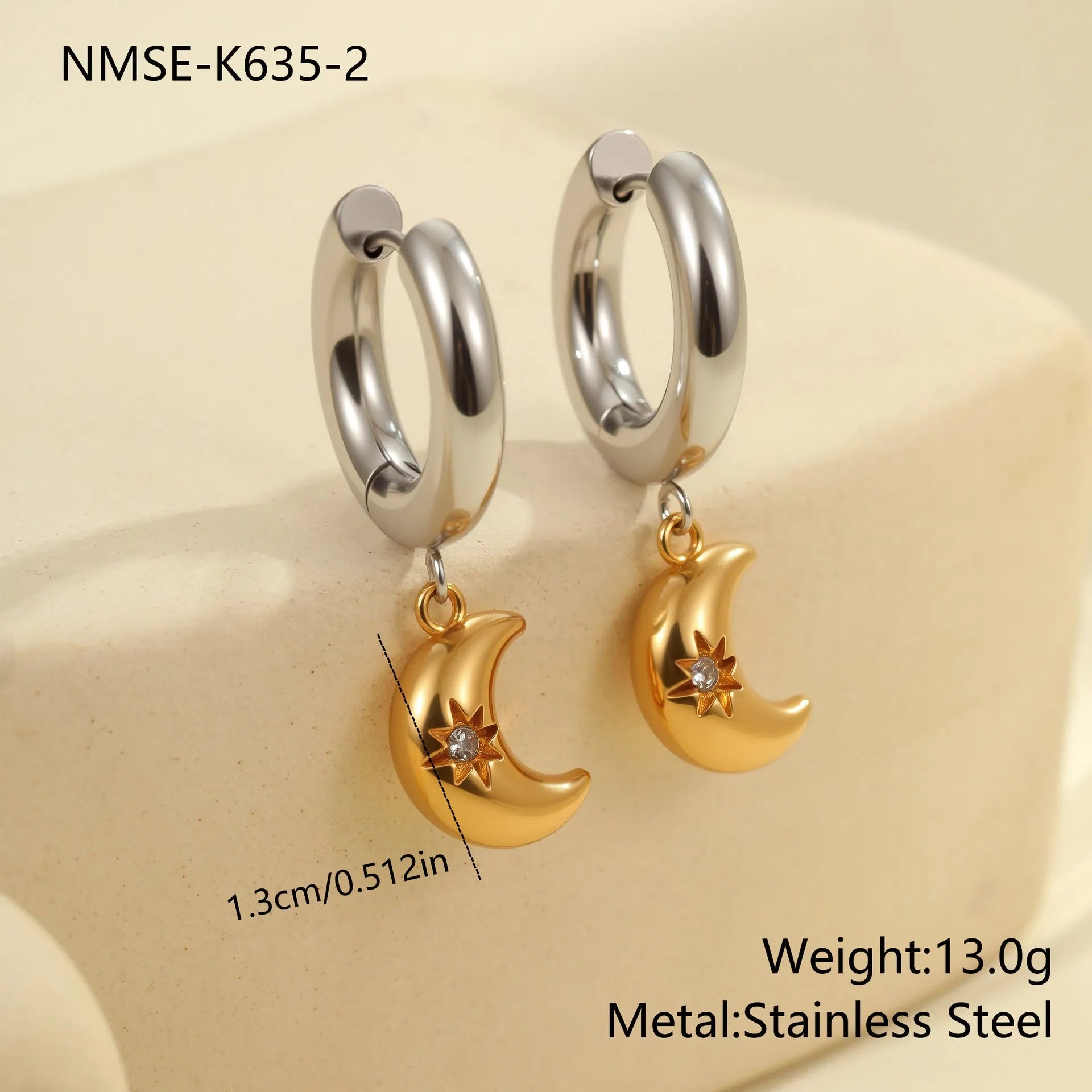 Christmas tree and heart shaped stainless steel earrings with 18K electroplating geometric designs
