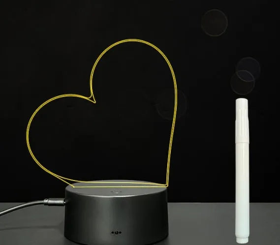 Black crack finish acrylic message board LED night light with remote control and stylus on desk