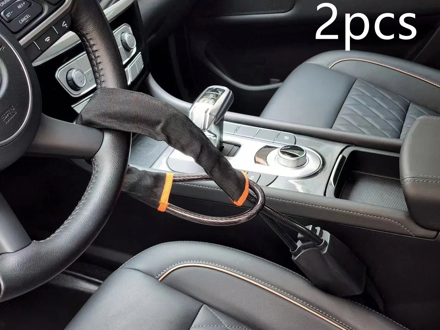 Car steering wheel wire rope security lock with iron construction for General Motors vehicles