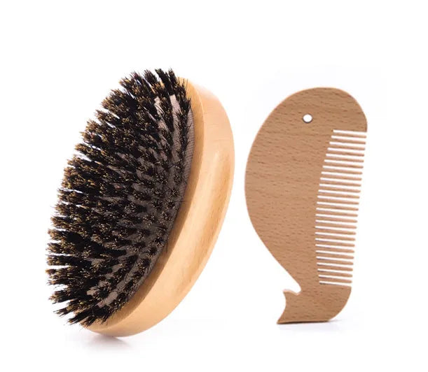 Natural bamboo whole pig hair nanzhu air cushion comb set with lotus wood flat comb for anti-static hair care