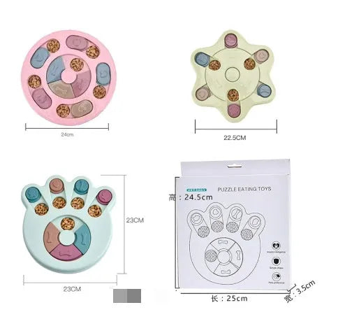 Dog eating interactive stuffy toy slow feed bowl in blue thickened PP non-slip bottom claw style