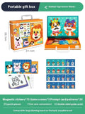 Children's wooden magnetic puzzle board with themed sticker toys in colour box, 27x20x4.3cm