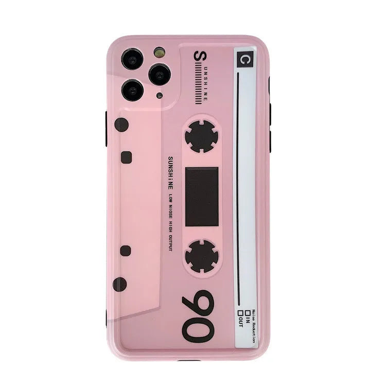 Pink tape silicone back cover phone case for iPhone showing flexible protection