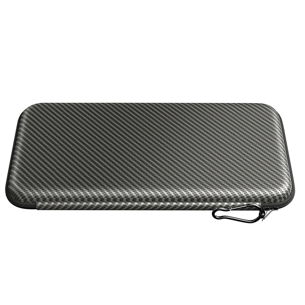 Silver grey fabric golf glove storage bag for two pairs, shown with two metal marking brackets.