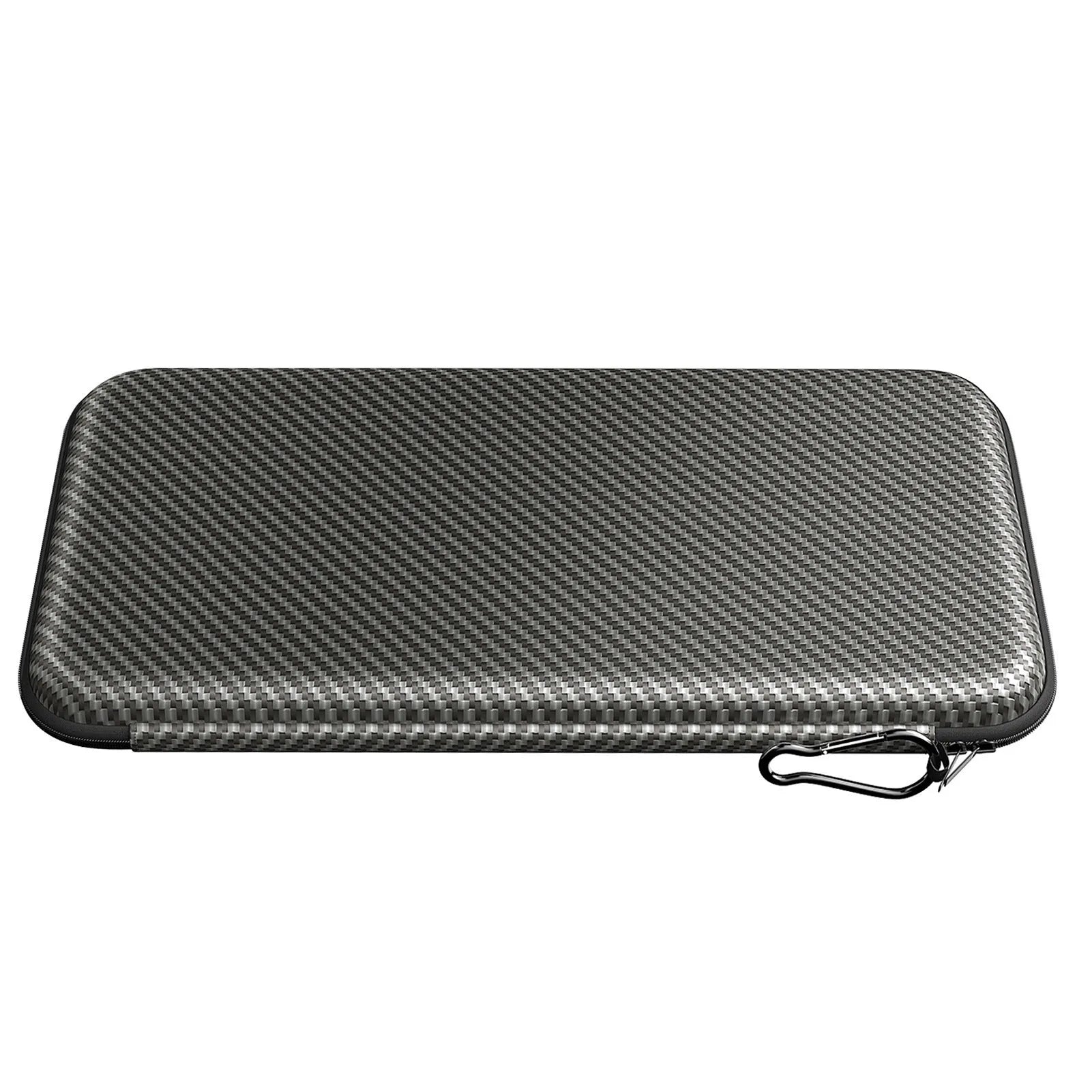 Silver grey fabric golf glove storage bag for two pairs, shown with two metal marking brackets.