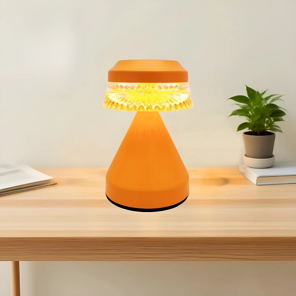 Creative LED charging night lamp in black, brown, or orange with electrodeless dimming control