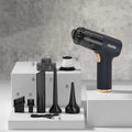 Black wireless car vacuum cleaner with multiple nozzle attachments and 4500PA suction