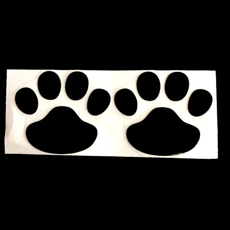 PVC hand-shaped car sticker with dog footprints in red, silver, gold, and black colour options.