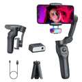 Foldable RK series handheld tripod head stabiliser in gun metal colour with USB port.