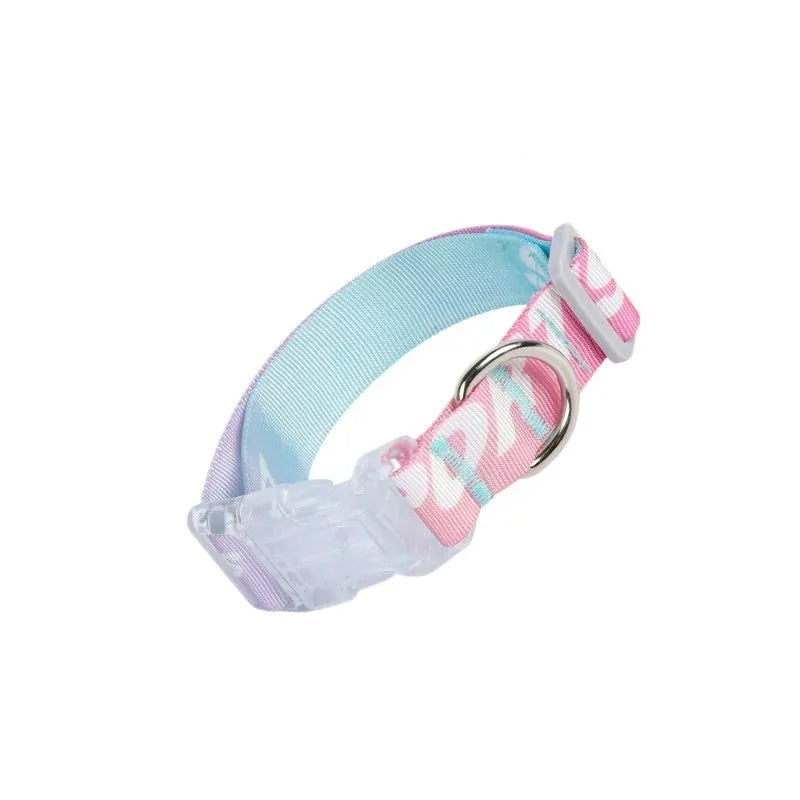 Adjustable nylon dog collar with cartoon gradient pattern in Panda Green and multi-colour options.