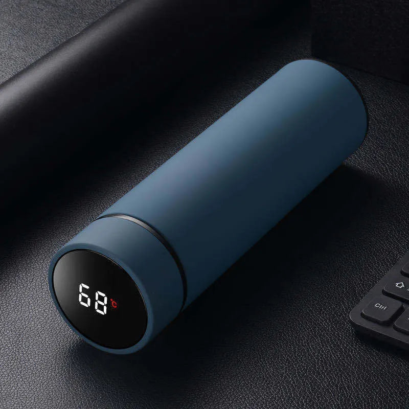 450ml straight cup stainless steel water bottle with vacuum insulation and arrow mouth in black, red, gold, and blue colours.