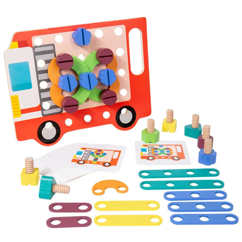 Wooden twist screw puzzle toy for children in tws-creative twist screw puzzle colour for early education colour matching