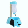 Pink adjustable rod lifting pet drinking bowl on a stand