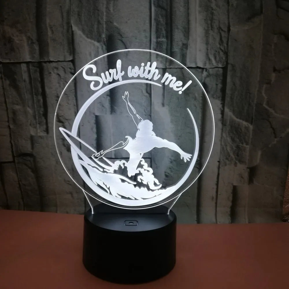 Touch-controlled 3D night lamp with crack finish showing sliding wave 3DLED stereo vision effects