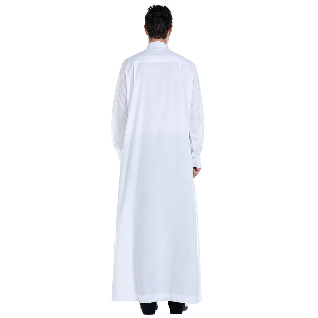 Muslim Arab Middle Eastern men's robe in beige with long sleeves, woven polyester fabric