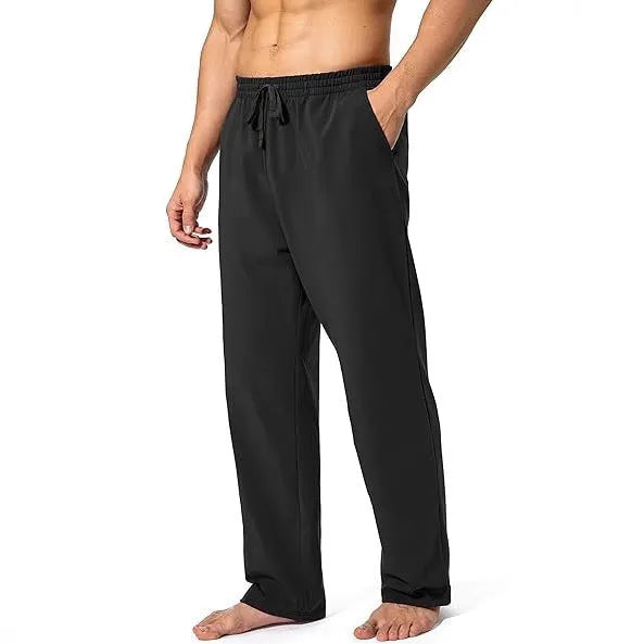 Men's loose fit casual trousers in dark grey quick-dry polyester fabric