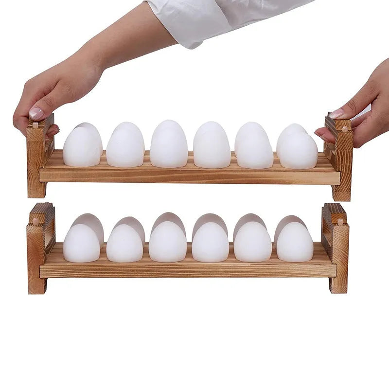 Wooden egg storage rack in fire colour, American country style, for household desk or countertop